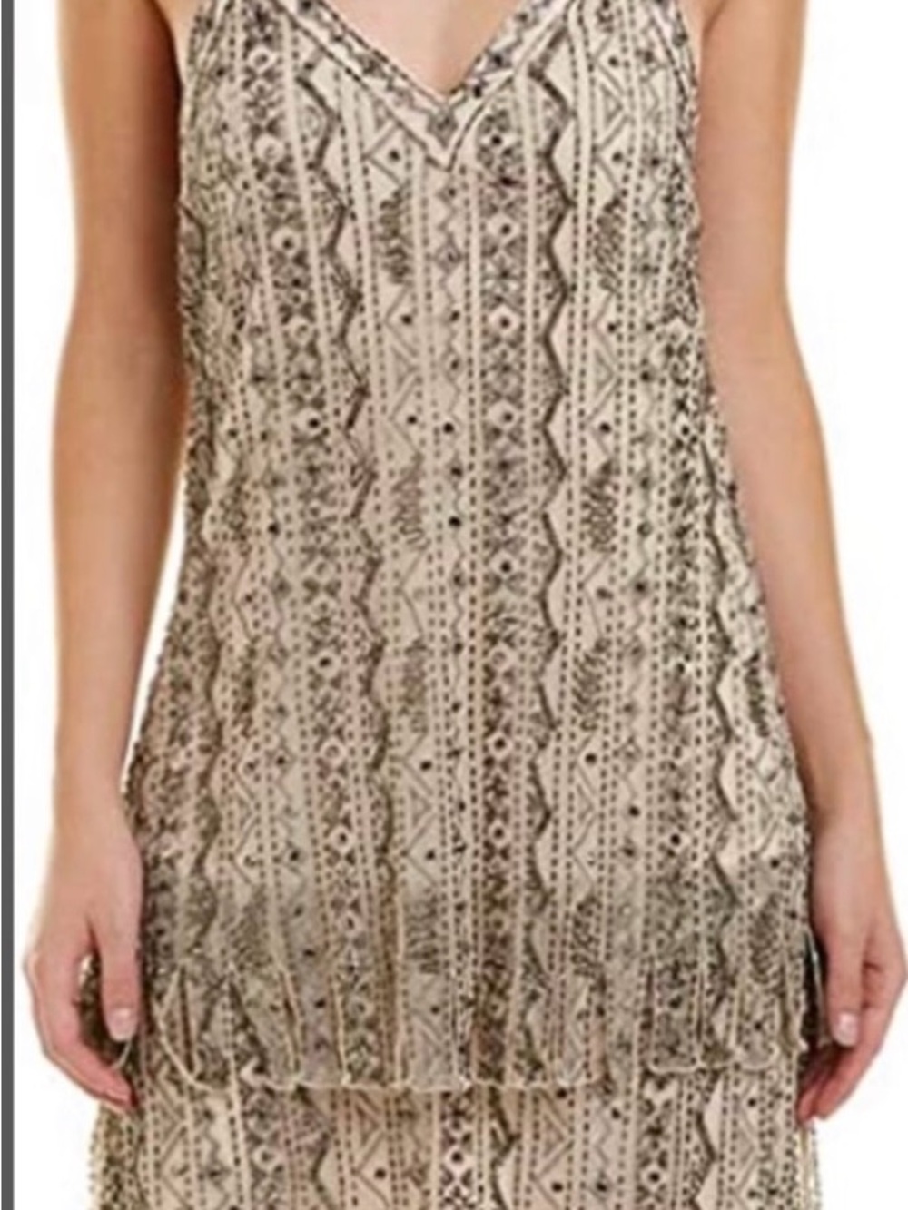 Haute Hippie Gold Sequin Fringe Slip Dress - Picture 6 of 8